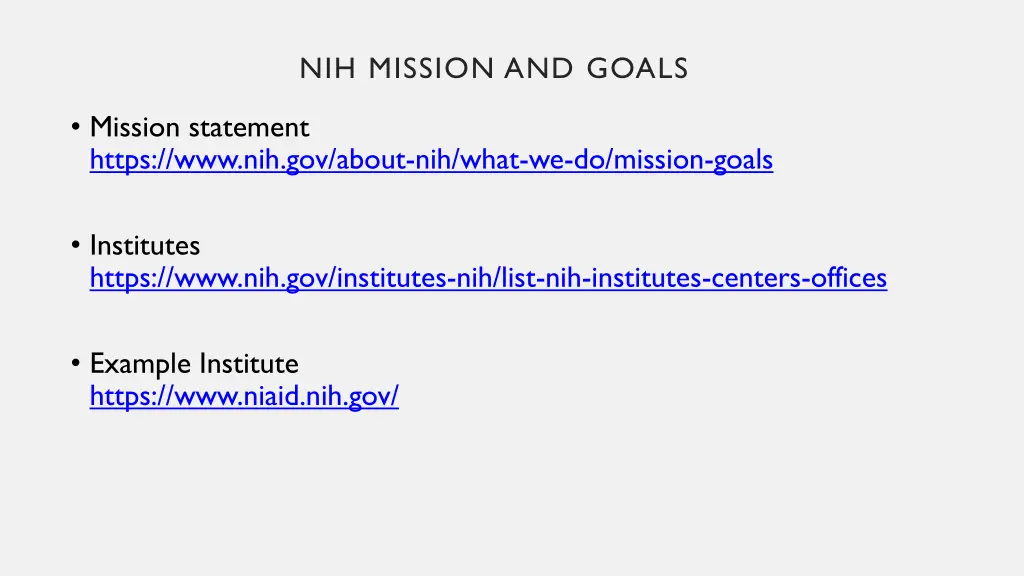 nih mission and goals