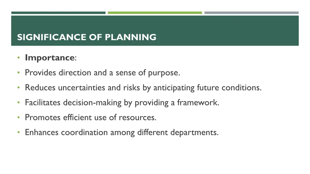 significance of planning