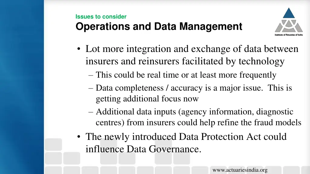 issues to consider operations and data management