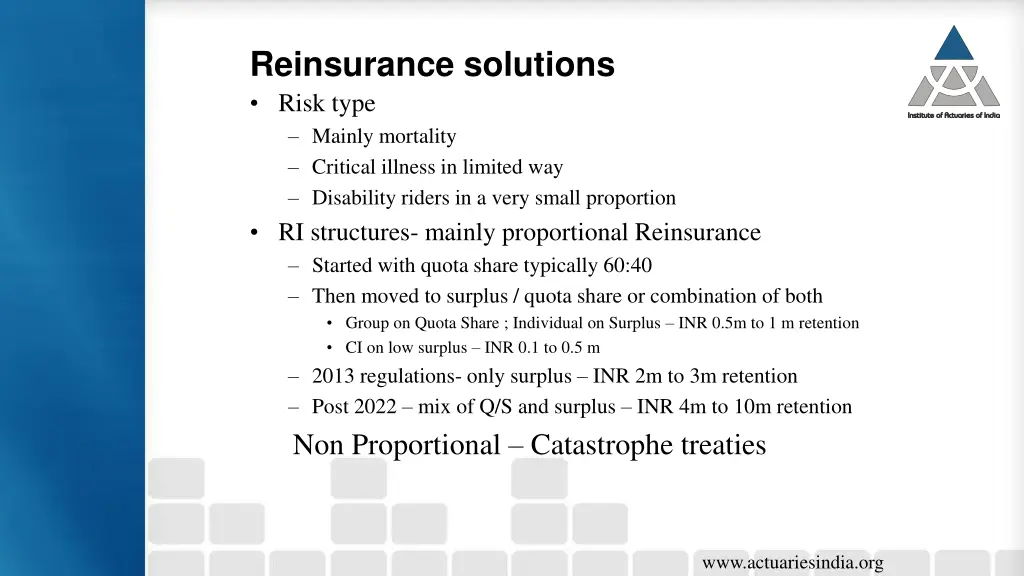 reinsurance solutions risk type mainly mortality