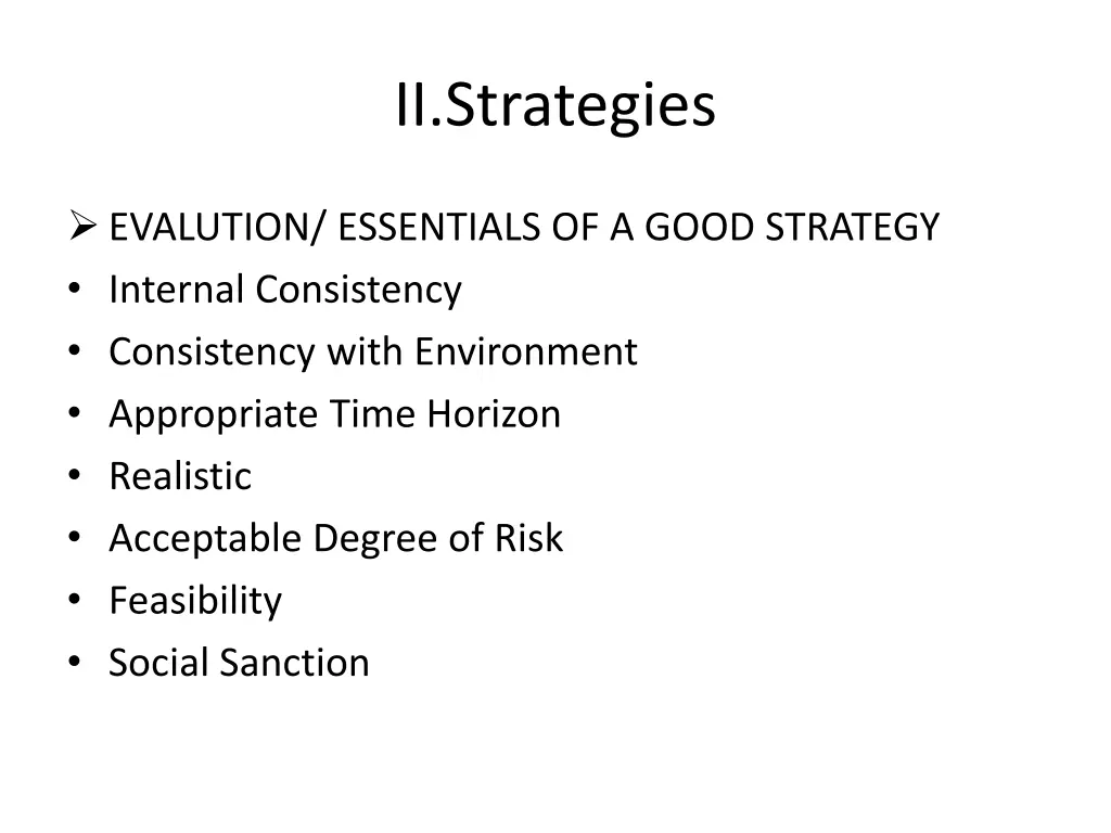 ii strategies