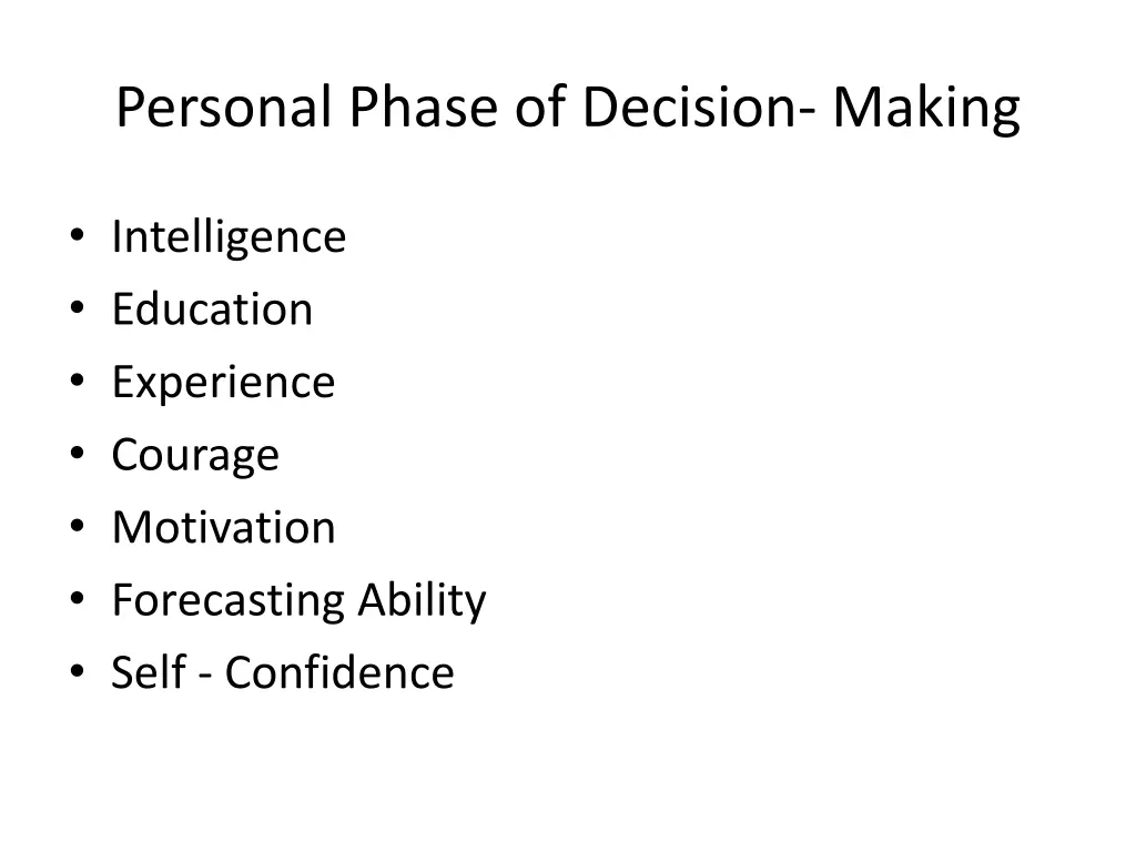 personal phase of decision making