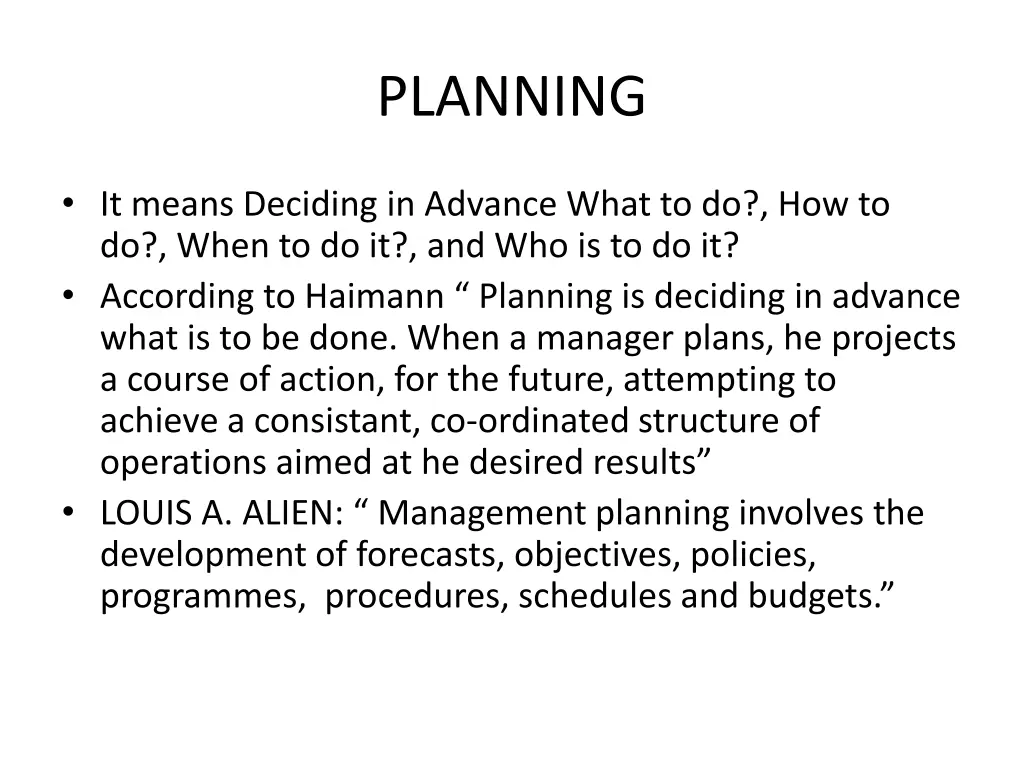 planning
