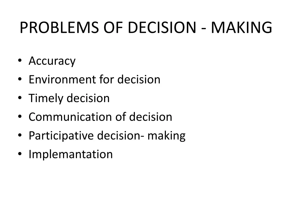 problems of decision making