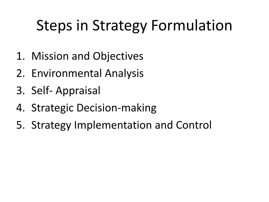 steps in strategy formulation