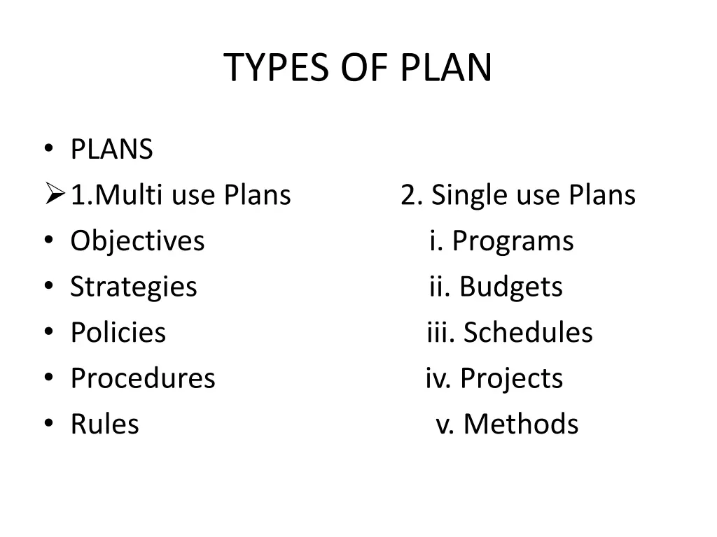 types of plan