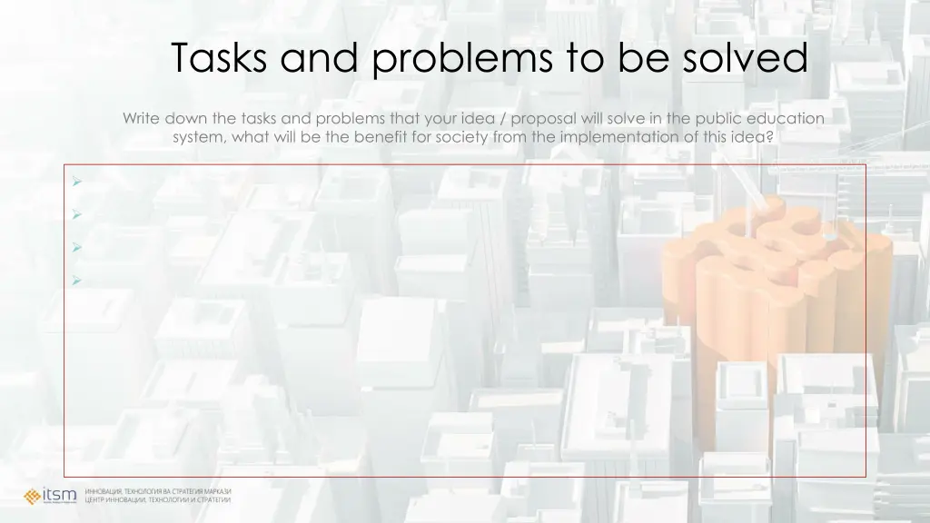 tasks and problems to be solved