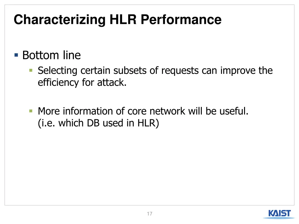 characterizing hlr performance 7
