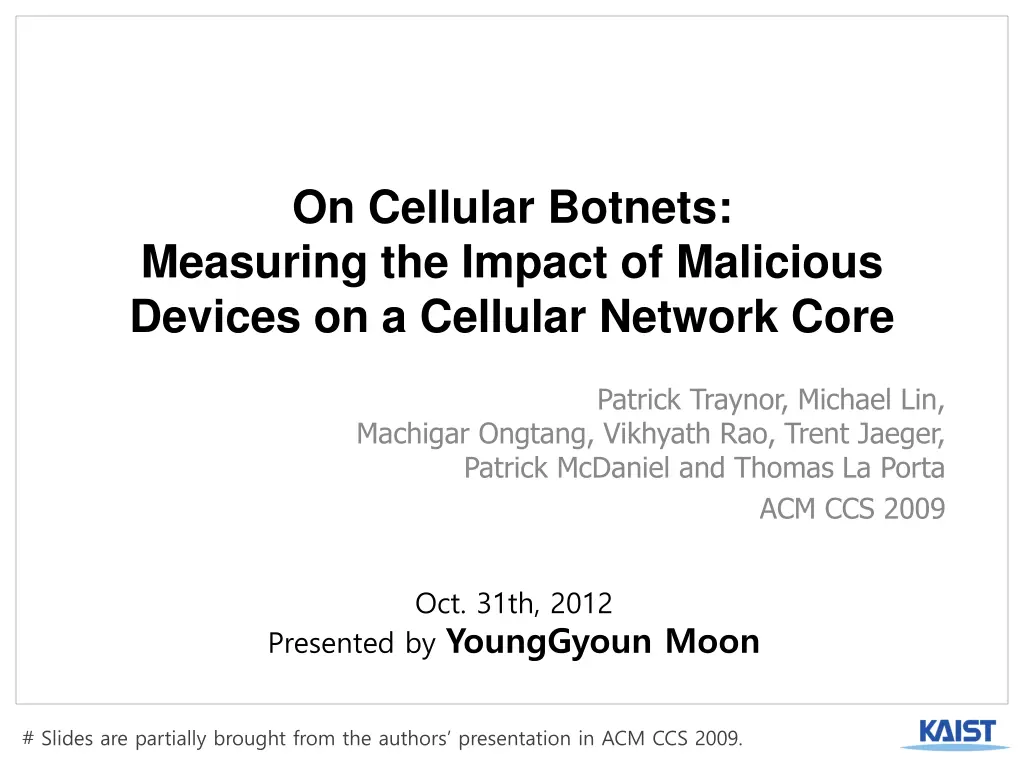 on cellular botnets measuring the impact