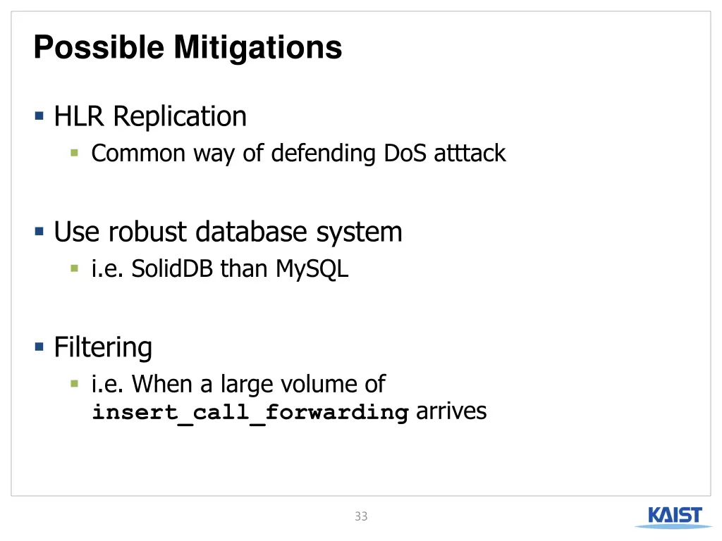 possible mitigations