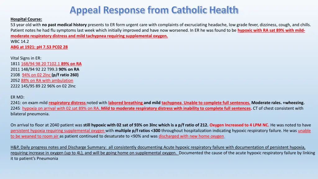 appeal response from catholic health