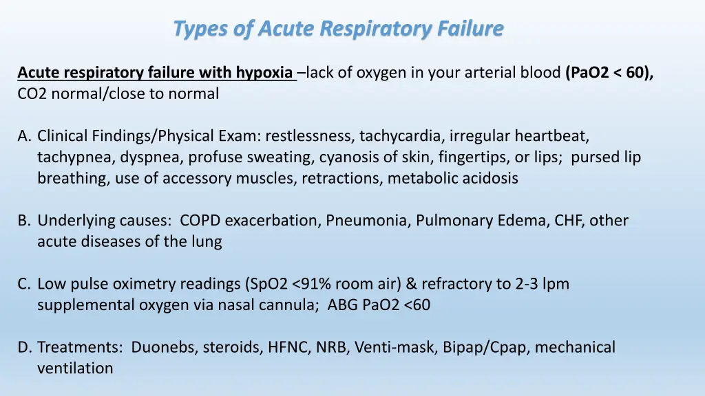 types of acute respiratory failure