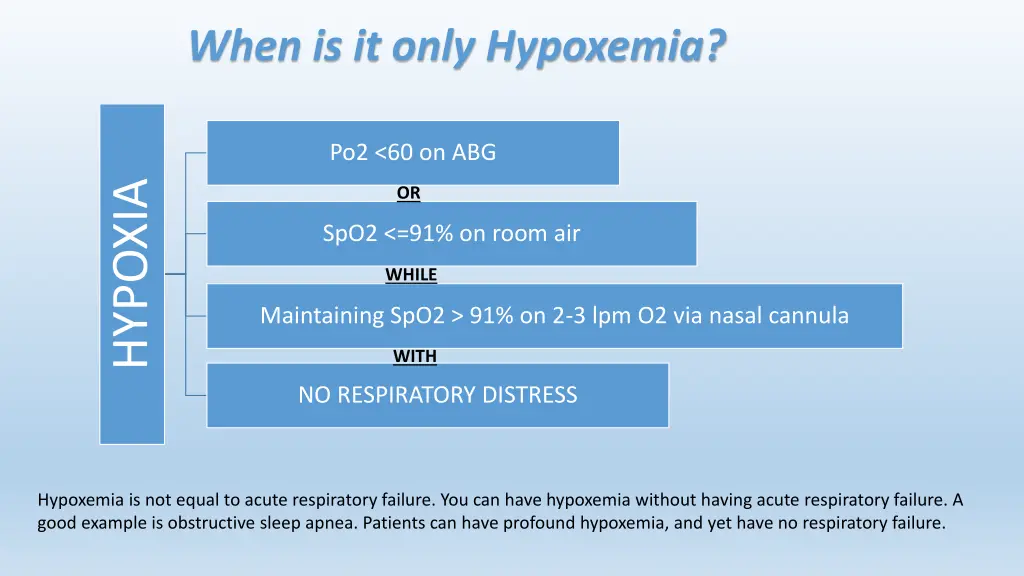 when is it only hypoxemia