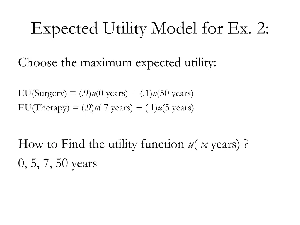 expected utility model for ex 2