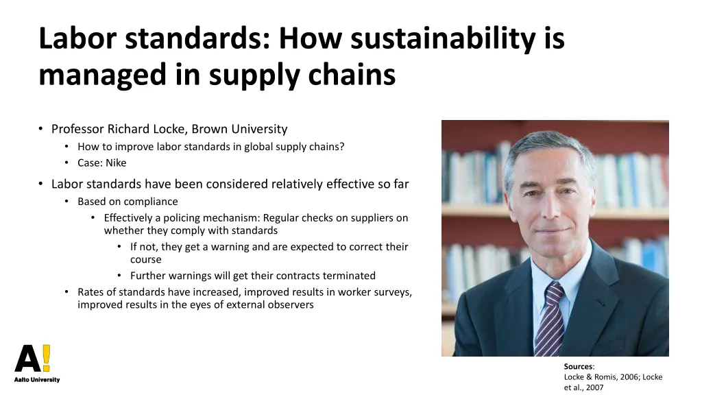 labor standards how sustainability is managed