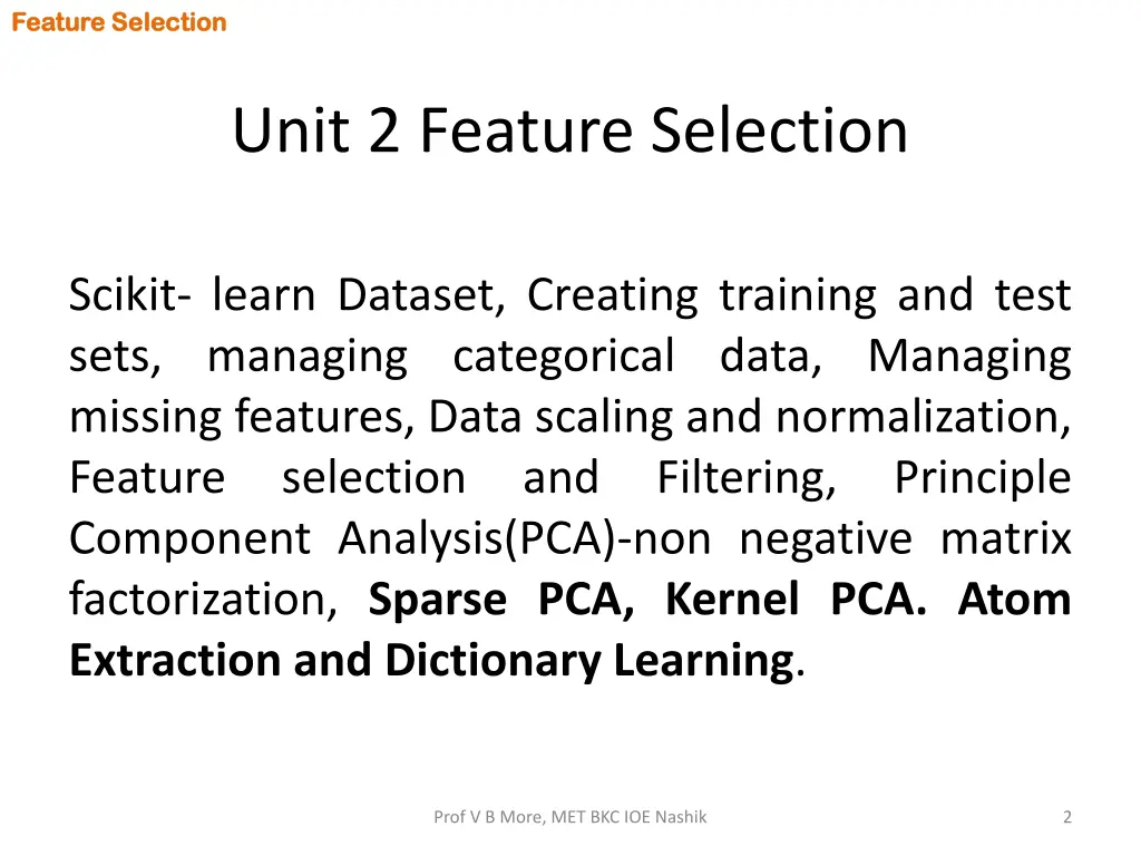 feature selection feature selection