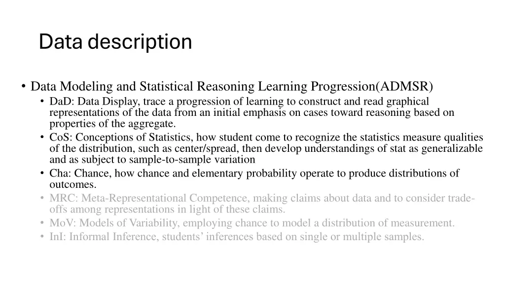 data description
