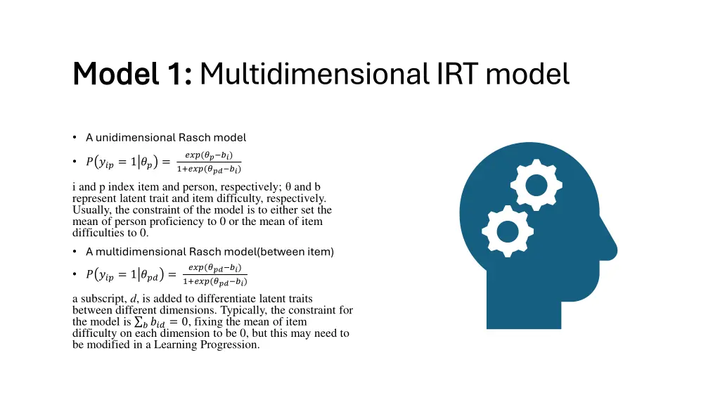 model 1 model 1 multidimensional irt model
