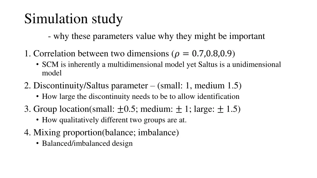 simulation study why these parameters value