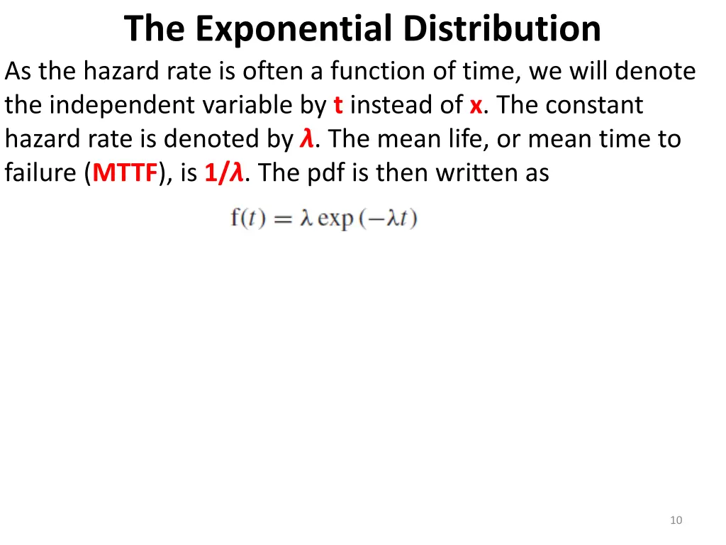 the exponential distribution as the hazard rate