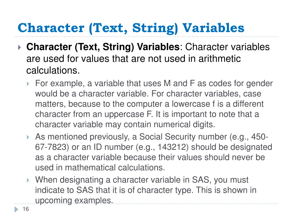 character text string variables