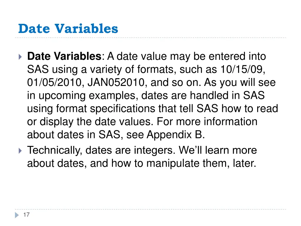 date variables