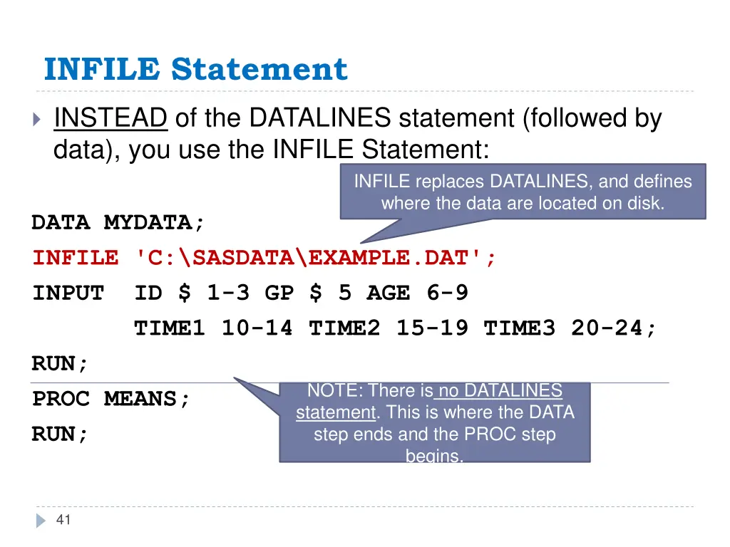infile statement