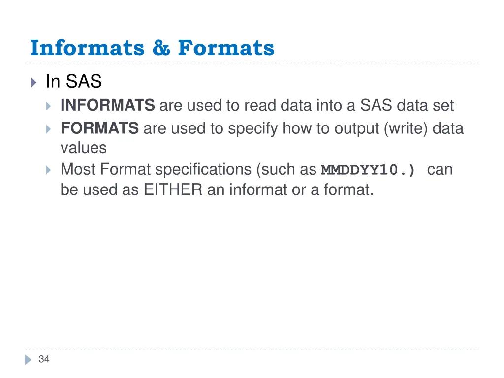 informats formats