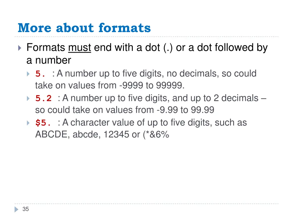 more about formats