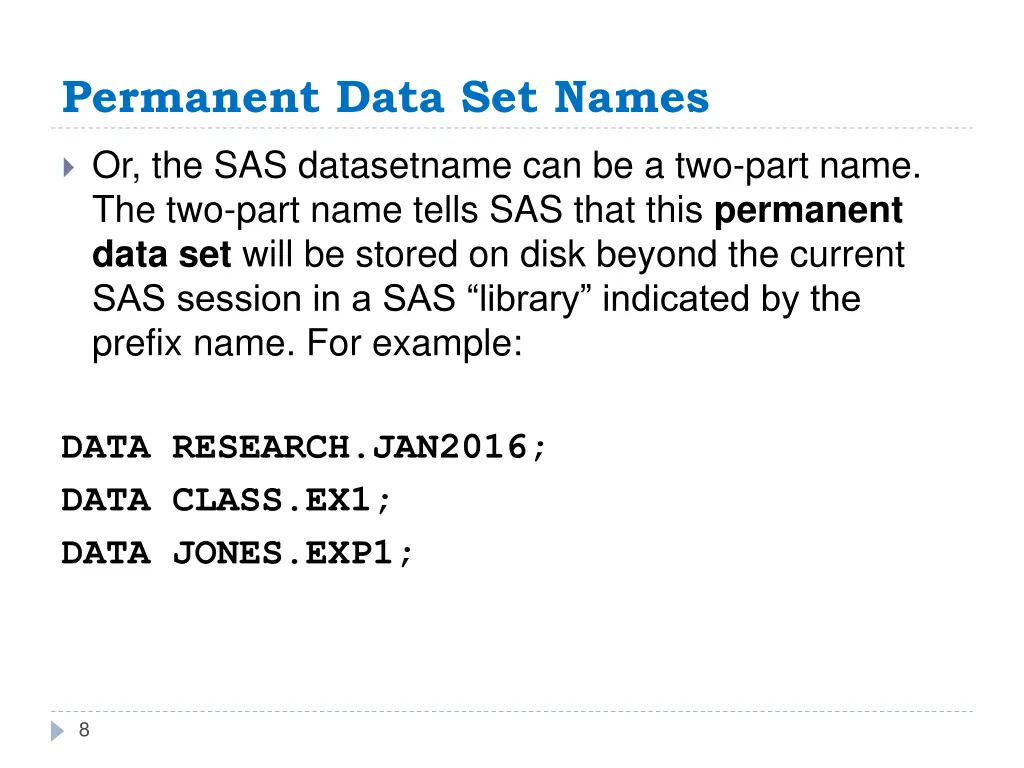 permanent data set names