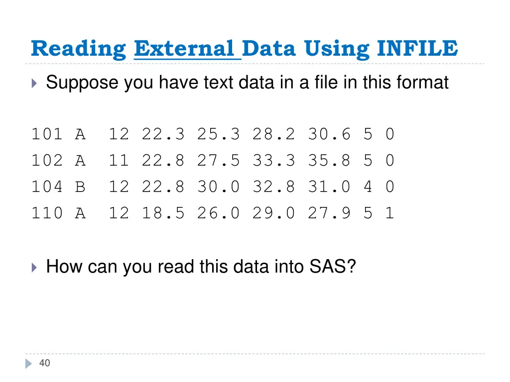 reading external data using infile
