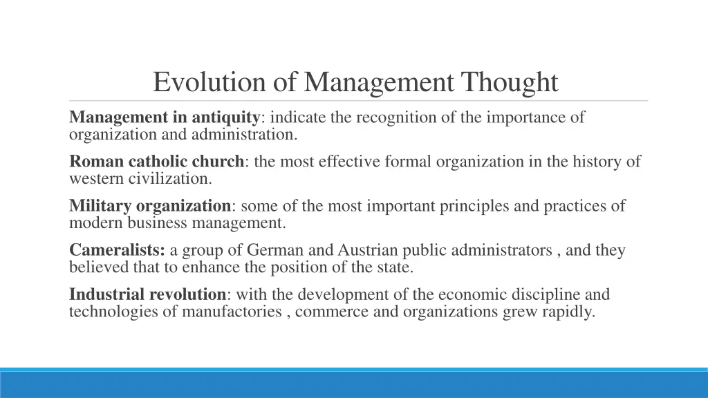 evolution of management thought management
