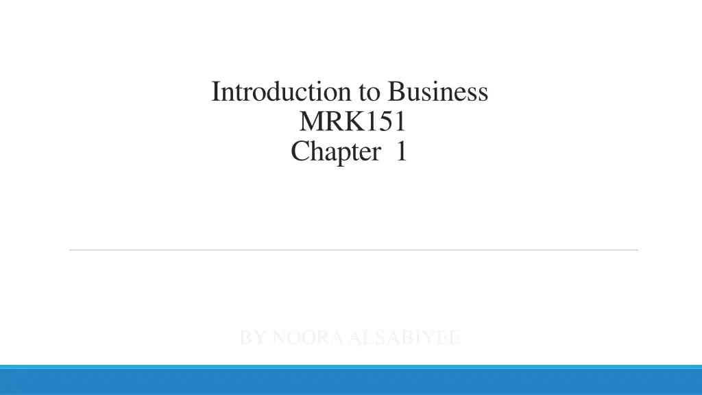 introduction to business mrk151 chapter 1