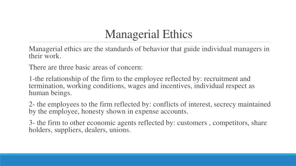managerial ethics