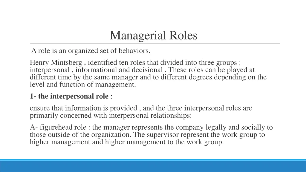 managerial roles