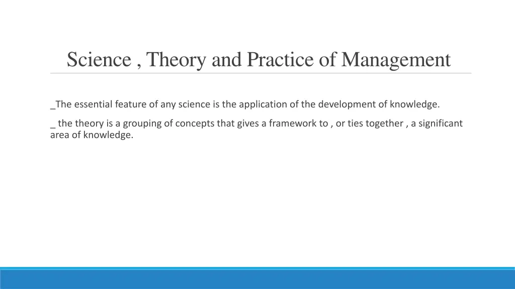 science theory and practice of management
