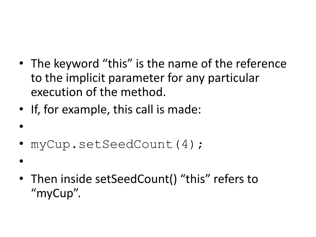 the keyword this is the name of the reference