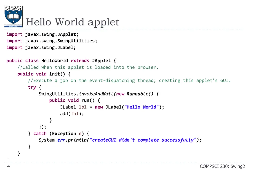 hello world applet