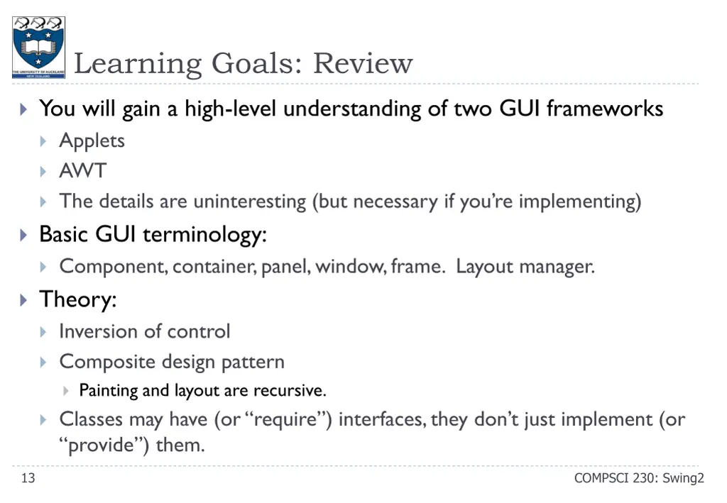 learning goals review