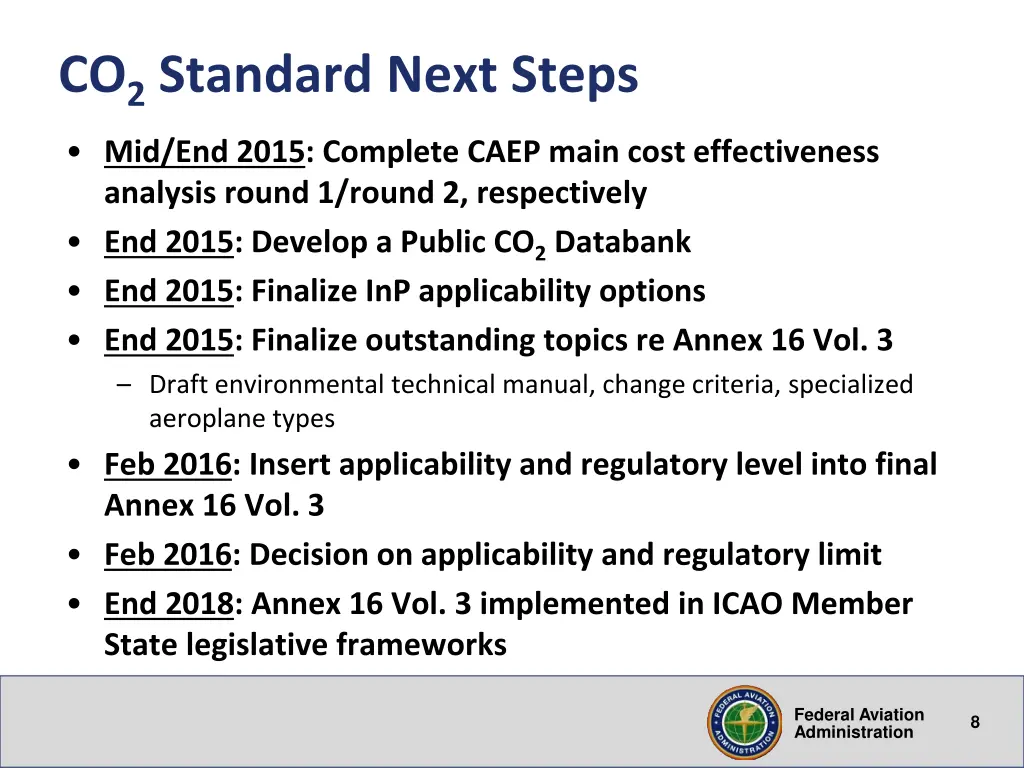 co 2 standard next steps