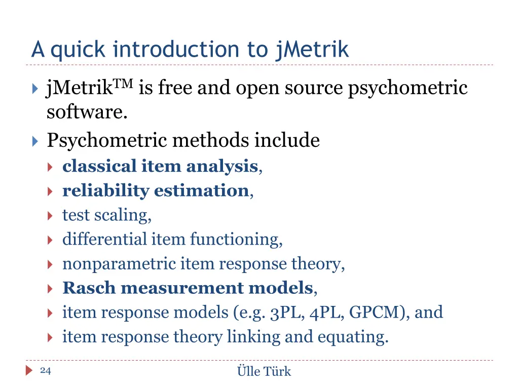 a quick introduction to jmetrik