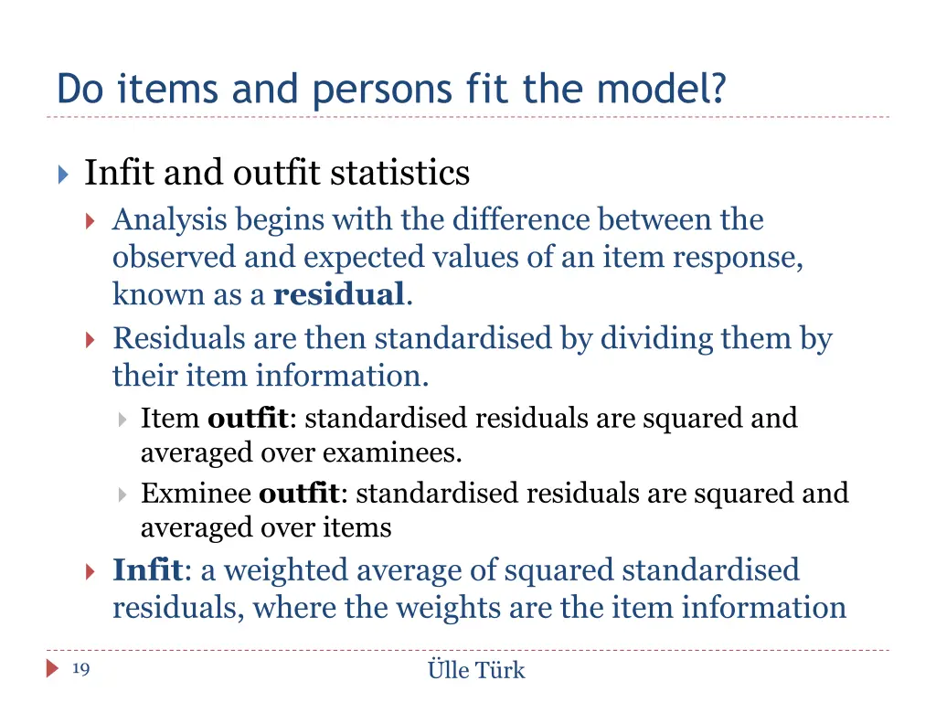 do items and persons fit the model