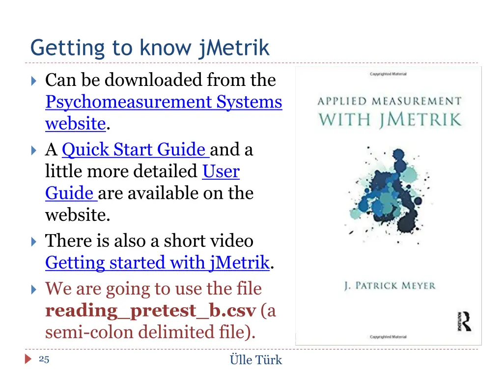 getting to know jmetrik