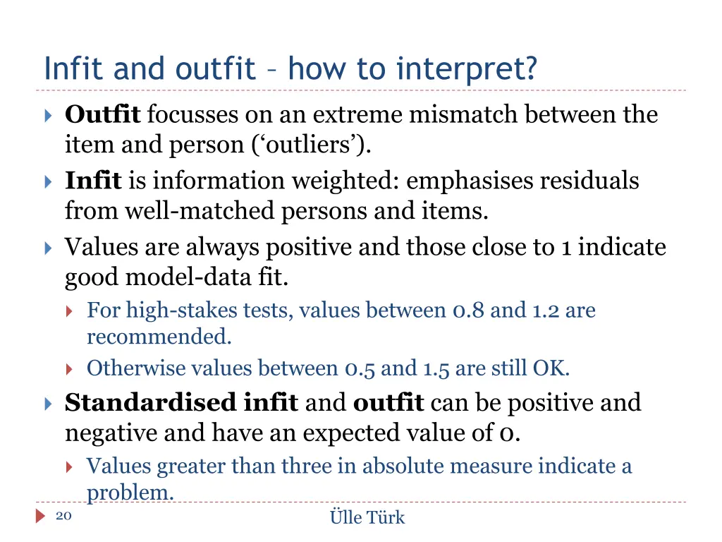 infit and outfit how to interpret