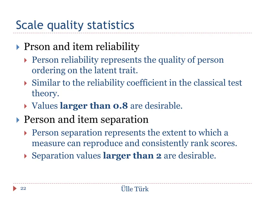 scale quality statistics