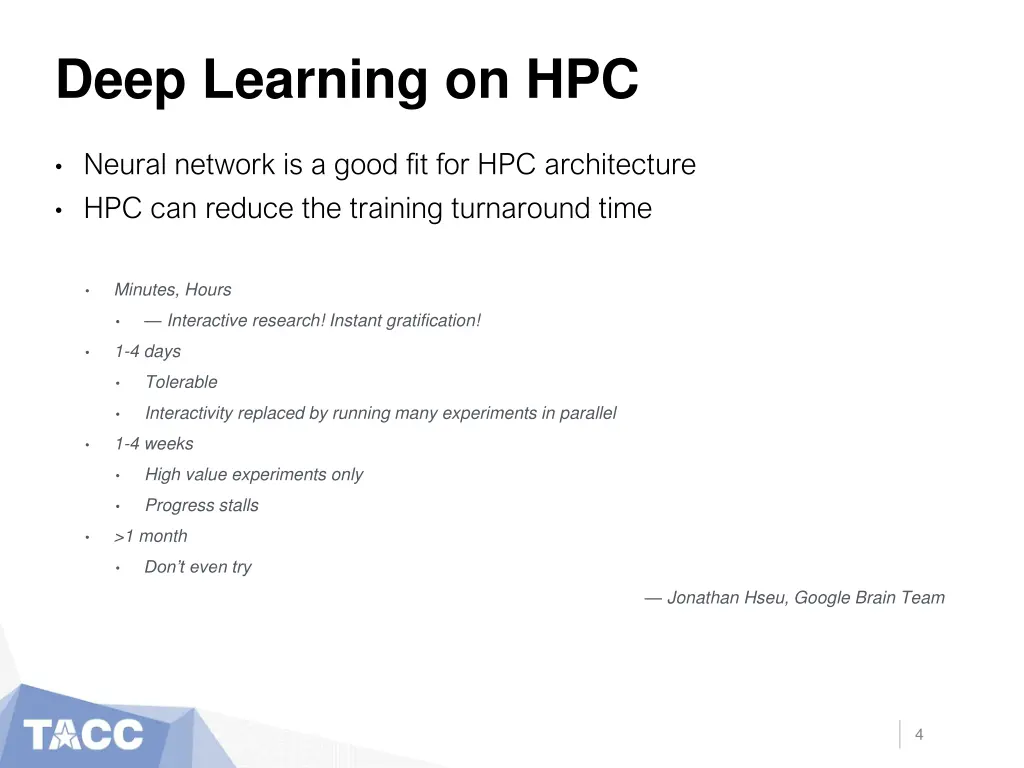 deep learning on hpc