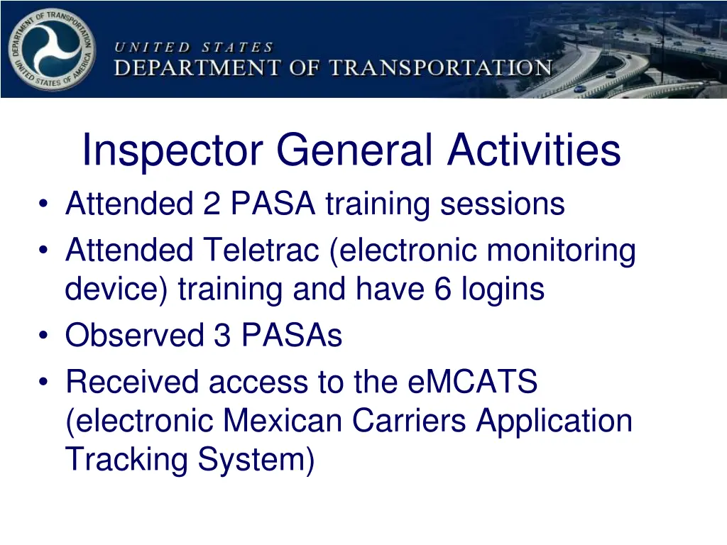 inspector general activities attended 2 pasa