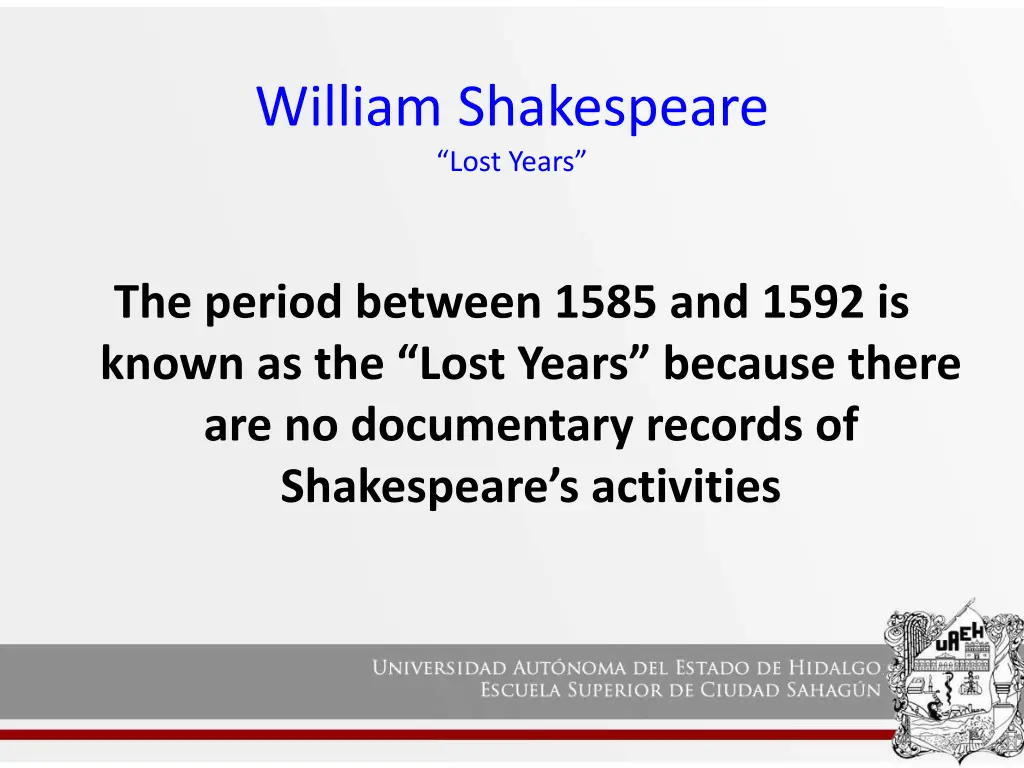 william shakespeare lost years