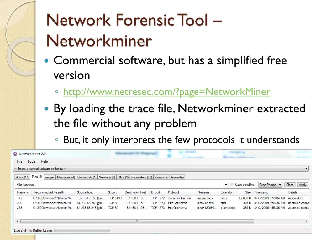 network forensic tool networkminer commercial