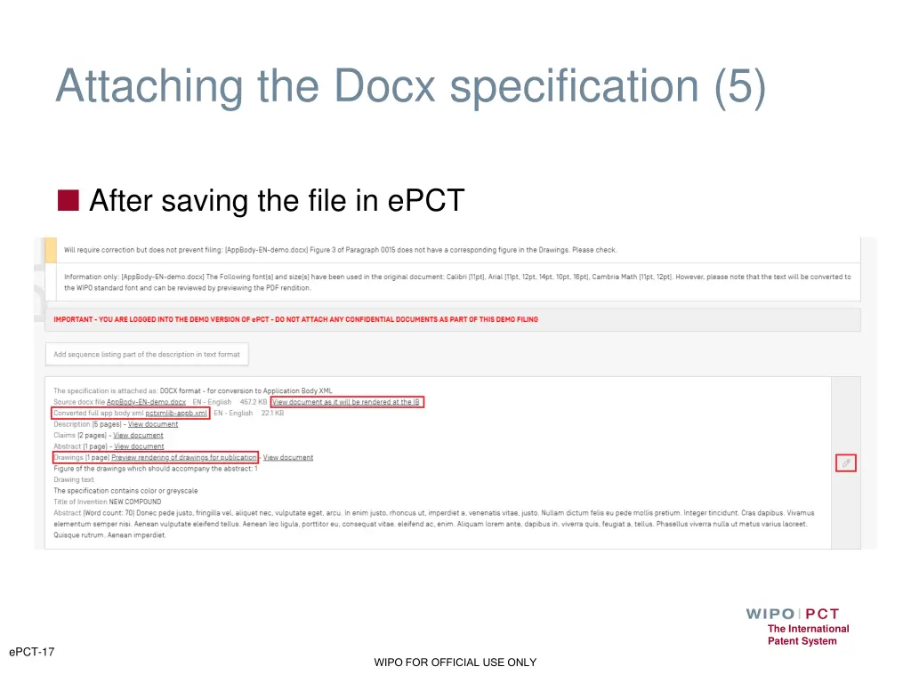 attaching the docx specification 5